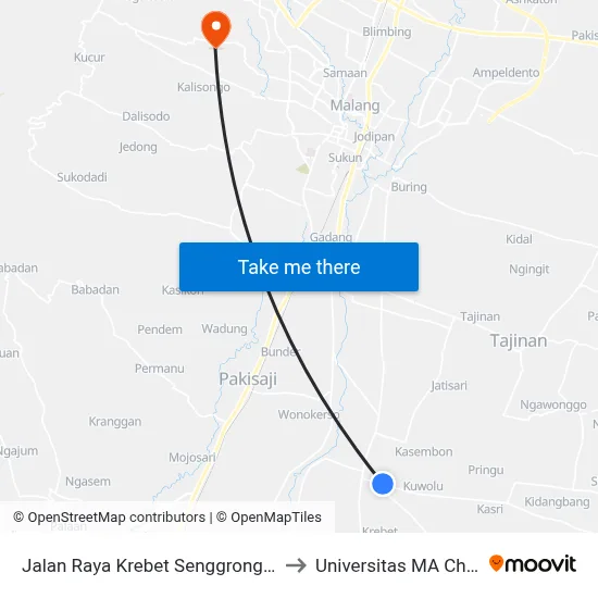 Jalan Raya Krebet Senggrong, 127 to Universitas MA Chung map