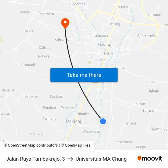 Jalan Raya Tambakrejo, 3 to Universitas MA Chung map