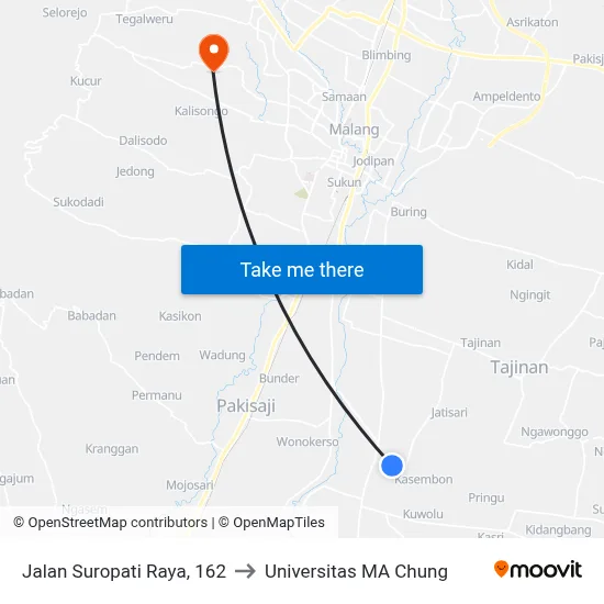 Jalan Suropati Raya, 162 to Universitas MA Chung map
