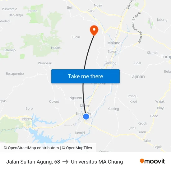 Jalan Sultan Agung, 68 to Universitas MA Chung map