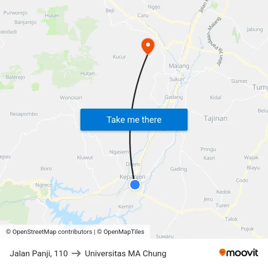 Jalan Panji, 110 to Universitas MA Chung map