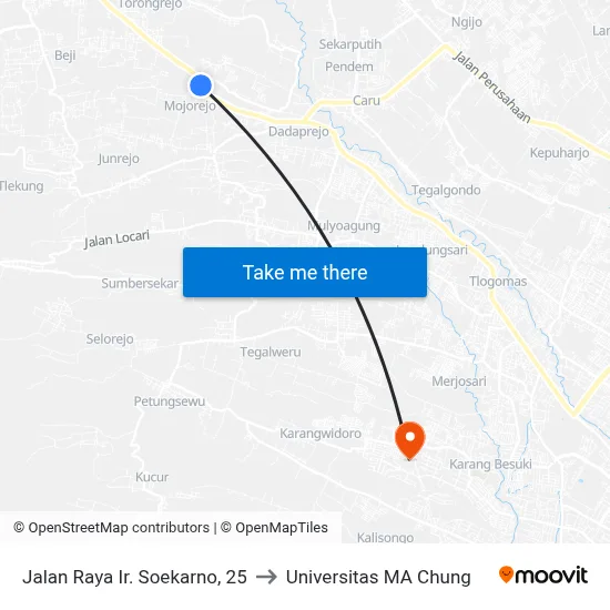 Jalan Raya Ir. Soekarno, 25 to Universitas MA Chung map
