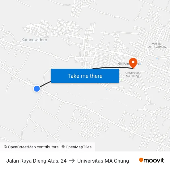 Jalan Raya Dieng Atas, 24 to Universitas MA Chung map