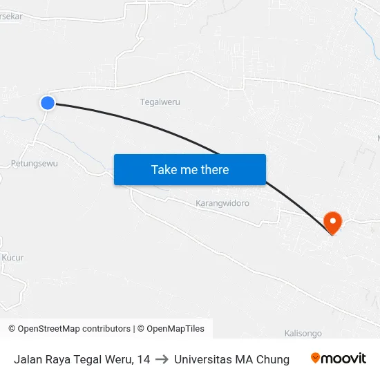 Jalan Raya Tegal Weru, 14 to Universitas MA Chung map