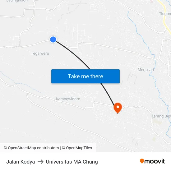 Jalan Kodya to Universitas MA Chung map