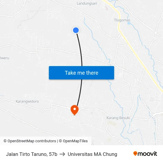 Jalan Tirto Taruno, 57b to Universitas MA Chung map