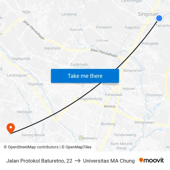 Jalan Protokol Baturetno, 22 to Universitas MA Chung map