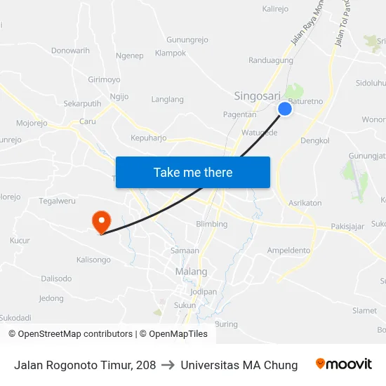 Jalan Rogonoto Timur, 208 to Universitas MA Chung map