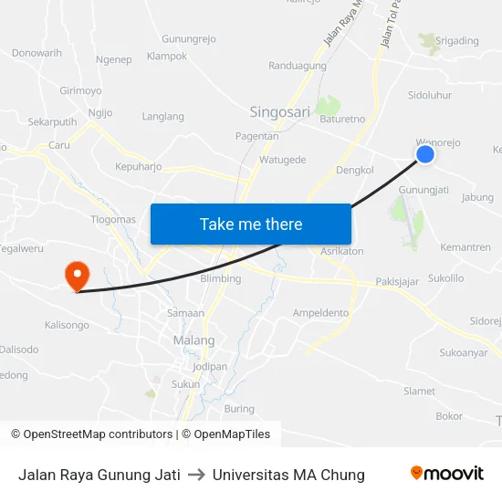 Jalan Raya Gunung Jati to Universitas MA Chung map