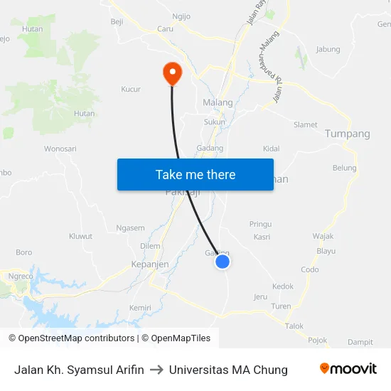 Jalan Kh. Syamsul Arifin to Universitas MA Chung map