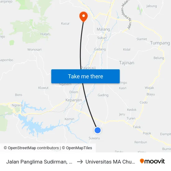 Jalan Panglima Sudirman, 24 to Universitas MA Chung map