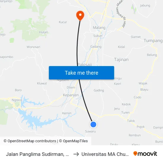 Jalan Panglima Sudirman, 25 to Universitas MA Chung map