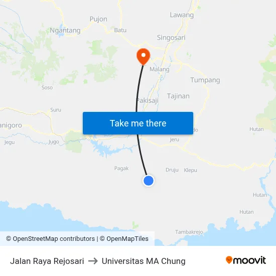 Jalan Raya Rejosari to Universitas MA Chung map