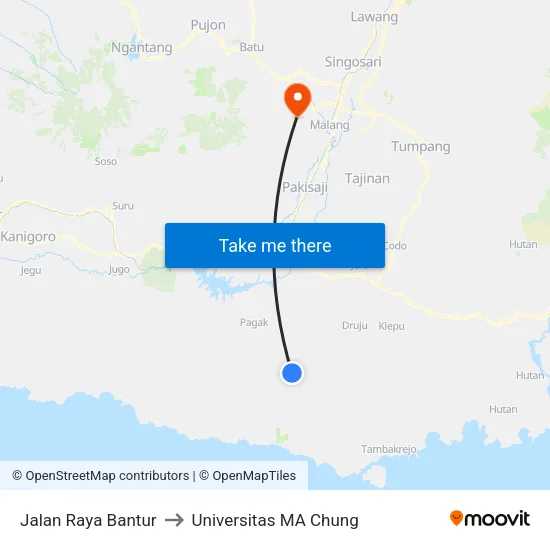Jalan Raya Bantur to Universitas MA Chung map