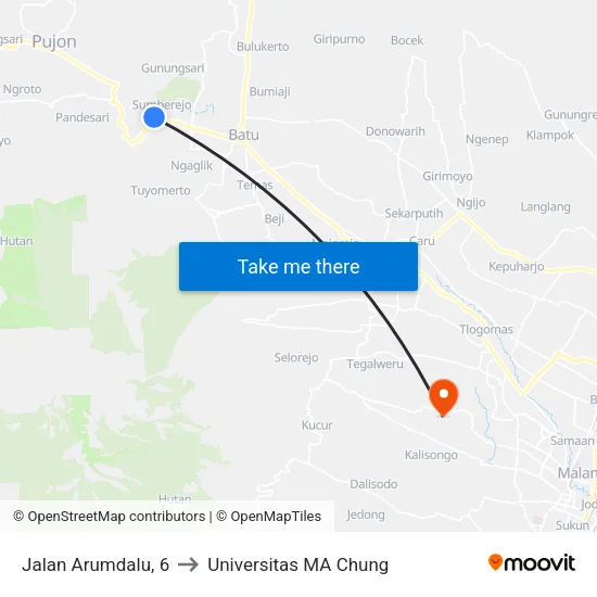 Jalan Arumdalu, 6 to Universitas MA Chung map