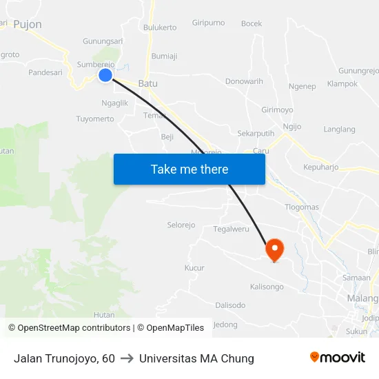 Jalan Trunojoyo, 60 to Universitas MA Chung map