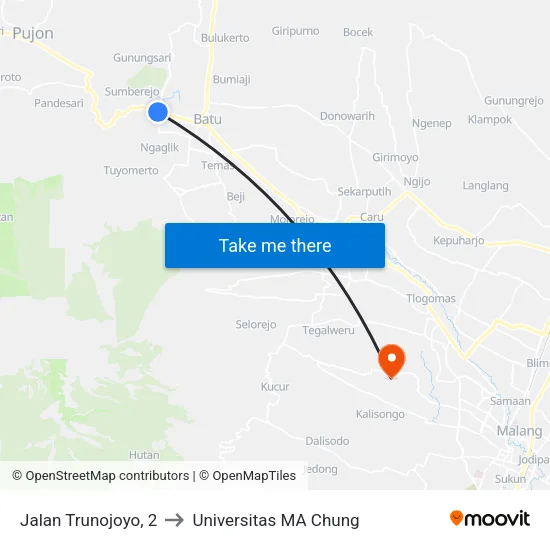 Jalan Trunojoyo, 2 to Universitas MA Chung map