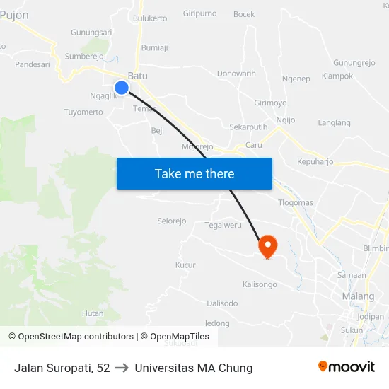 Jalan Suropati, 52 to Universitas MA Chung map