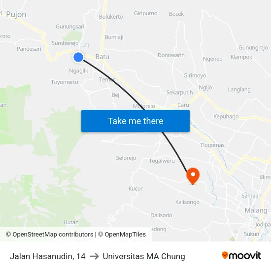 Jalan Hasanudin, 14 to Universitas MA Chung map