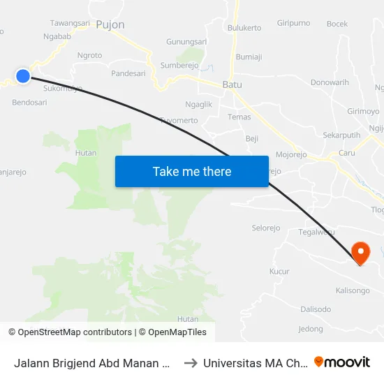 Jalann Brigjend Abd Manan Wijaya to Universitas MA Chung map