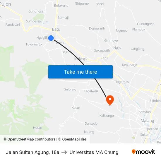 Jalan Sultan Agung, 18a to Universitas MA Chung map