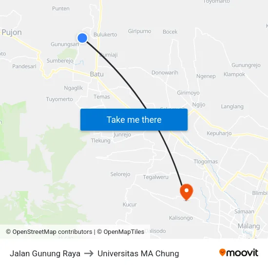 Jalan Gunung Raya to Universitas MA Chung map