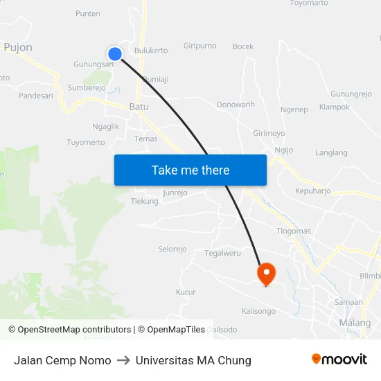 Jalan Cemp Nomo to Universitas MA Chung map