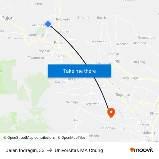 Jalan Indragiri, 33 to Universitas MA Chung map
