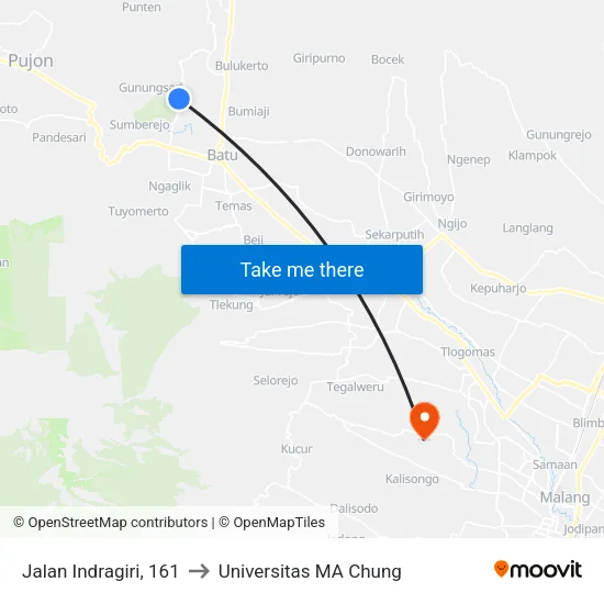 Jalan Indragiri, 161 to Universitas MA Chung map