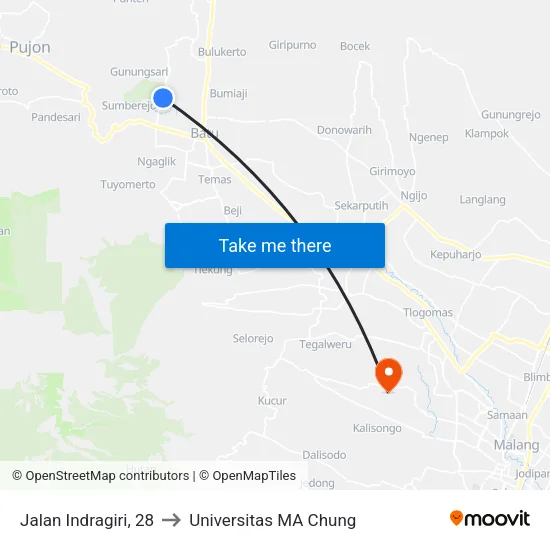 Jalan Indragiri, 28 to Universitas MA Chung map