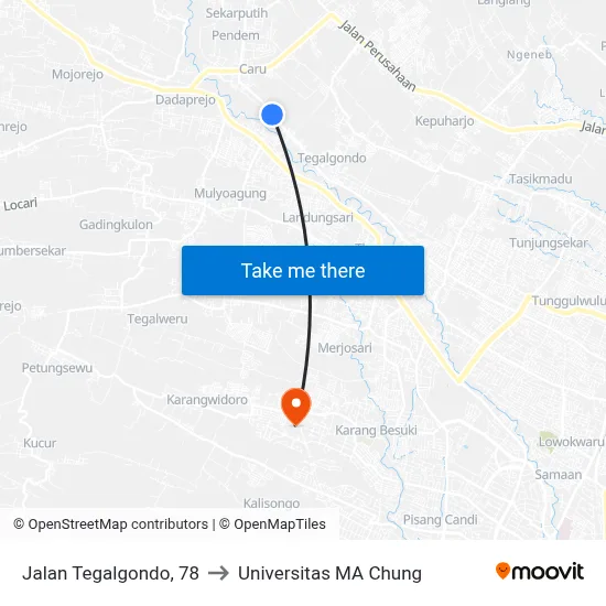 Jalan Tegalgondo, 78 to Universitas MA Chung map
