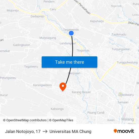 Jalan Notojoyo, 17 to Universitas MA Chung map