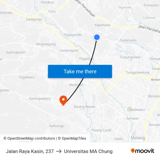 Jalan Raya Kasin, 237 to Universitas MA Chung map