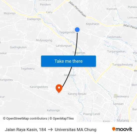 Jalan Raya Kasin, 184 to Universitas MA Chung map