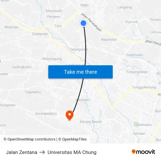Jalan Zentana to Universitas MA Chung map