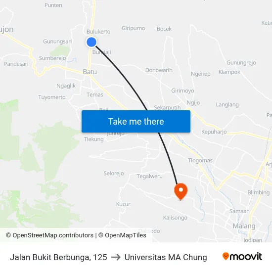 Jalan Bukit Berbunga, 125 to Universitas MA Chung map