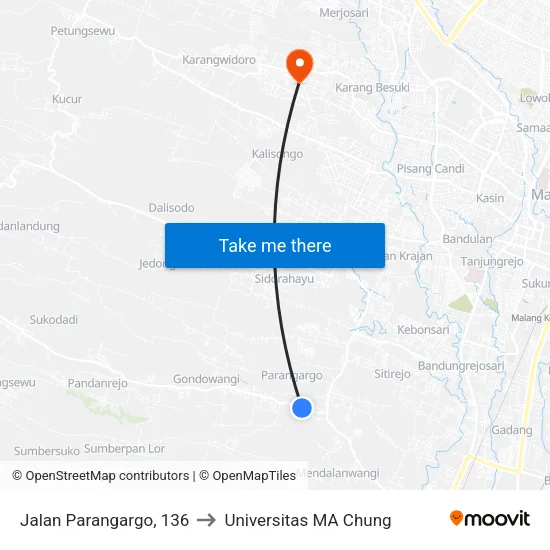Jalan Parangargo, 136 to Universitas MA Chung map