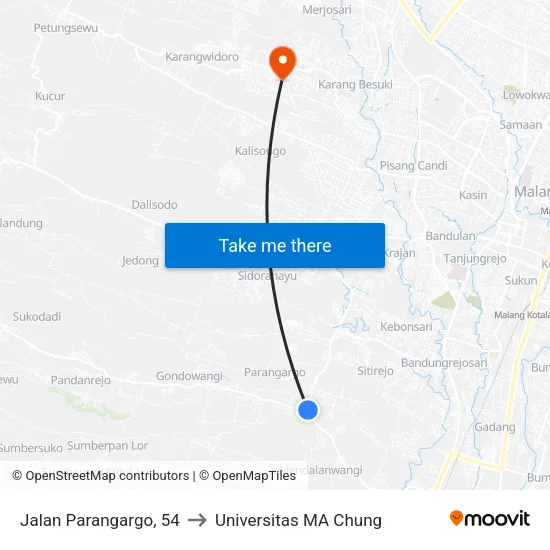 Jalan Parangargo, 54 to Universitas MA Chung map