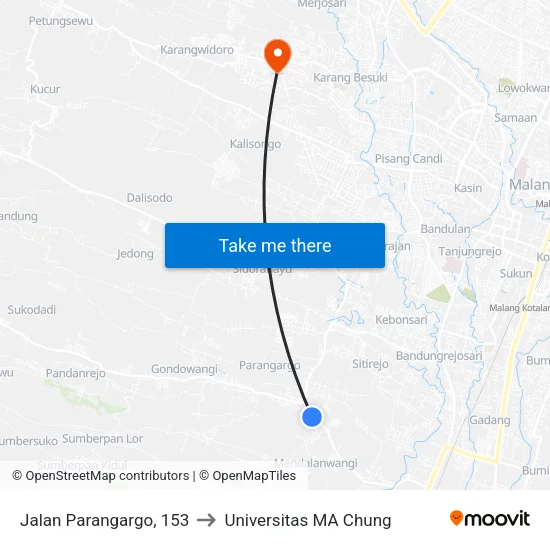 Jalan Parangargo, 153 to Universitas MA Chung map