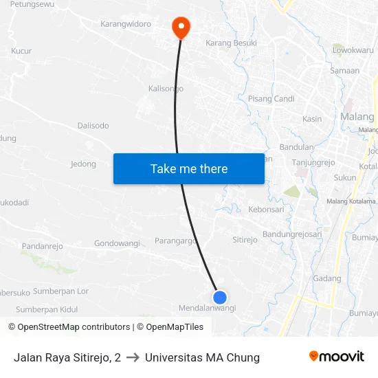Jalan Raya Sitirejo, 2 to Universitas MA Chung map