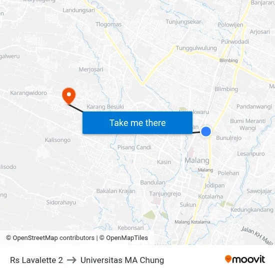 Rs Lavalette 2 to Universitas MA Chung map