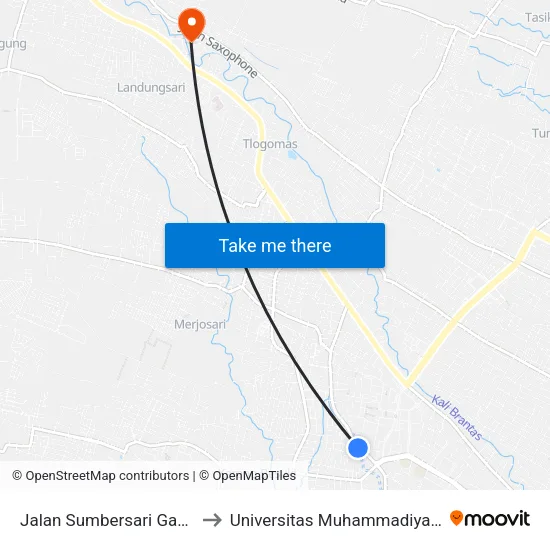 Jalan Sumbersari Gang 4 277 to Universitas Muhammadiyah Malang map