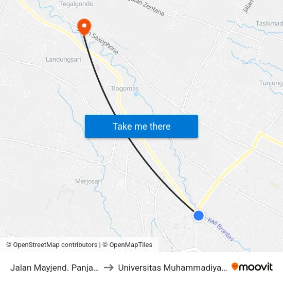 Jalan Mayjend. Panjaitan 143 to Universitas Muhammadiyah Malang map