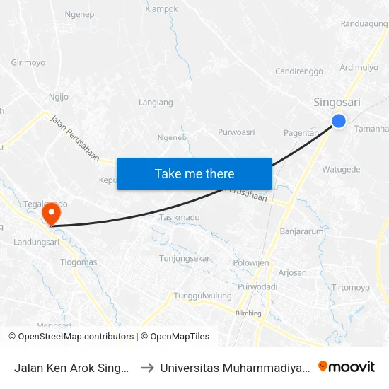 Jalan Ken Arok Singosari, 25 to Universitas Muhammadiyah Malang map