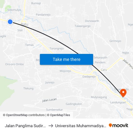 Jalan Panglima Sudirman, 98 to Universitas Muhammadiyah Malang map
