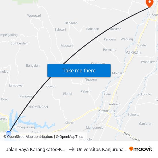 Jalan Raya Karangkates-Kepanjen, 77 to Universitas Kanjuruhan Malang map