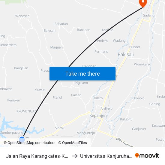 Jalan Raya Karangkates-Kepanjen, 81 to Universitas Kanjuruhan Malang map