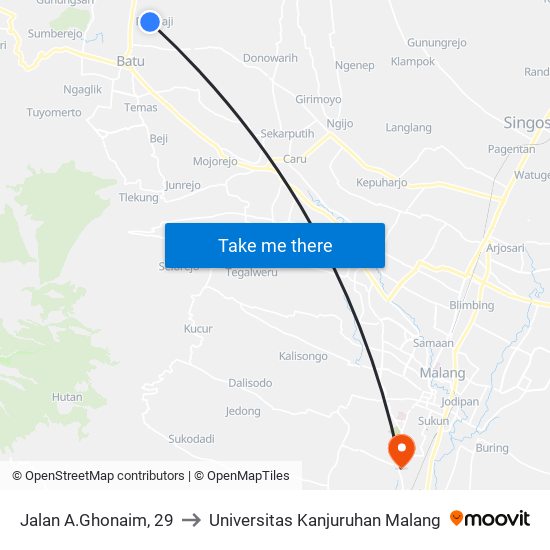 Jalan A.Ghonaim, 29 to Universitas Kanjuruhan Malang map