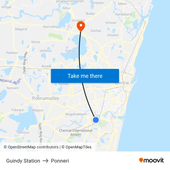 Guindy Station to Ponneri map