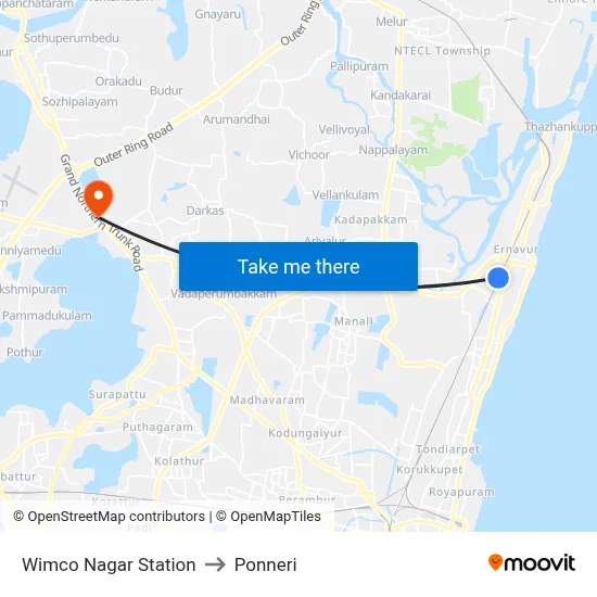 Wimco Nagar Station to Ponneri map